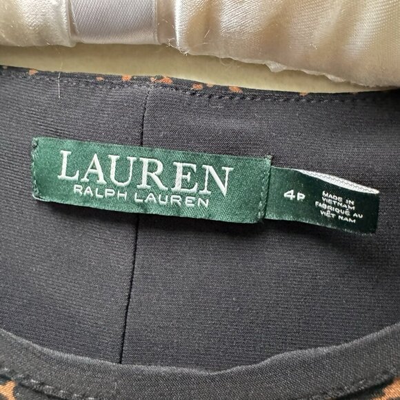 Ralph Lauren Caramel Black Contrast Panel Side Ruched Stretch Jersey Dress $139 - Picture 4 of 8